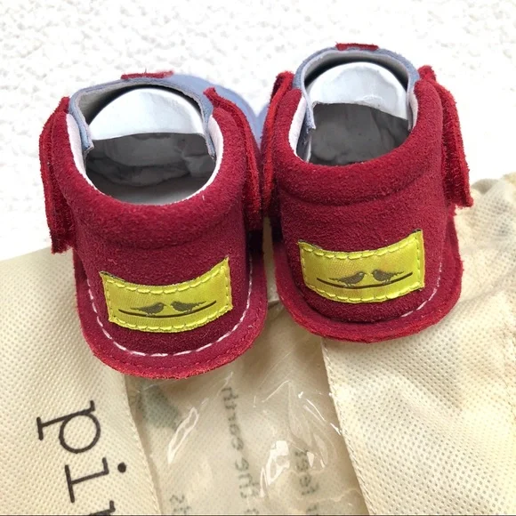 Pipit Suede Stripe Baby Shoes Sky-Red Size 3 - Picture 5 of 11
